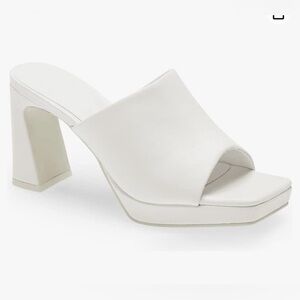 Trish Lucia Women's Platform High Heel Sandals Square Open Toe, 8.5, White NWT